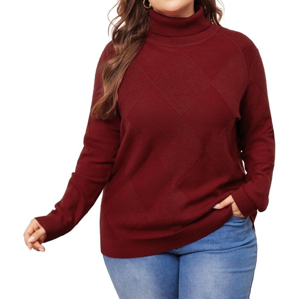 Plus Size Women's Lightweight Turtleneck Sweater Long Sleeve Casual
